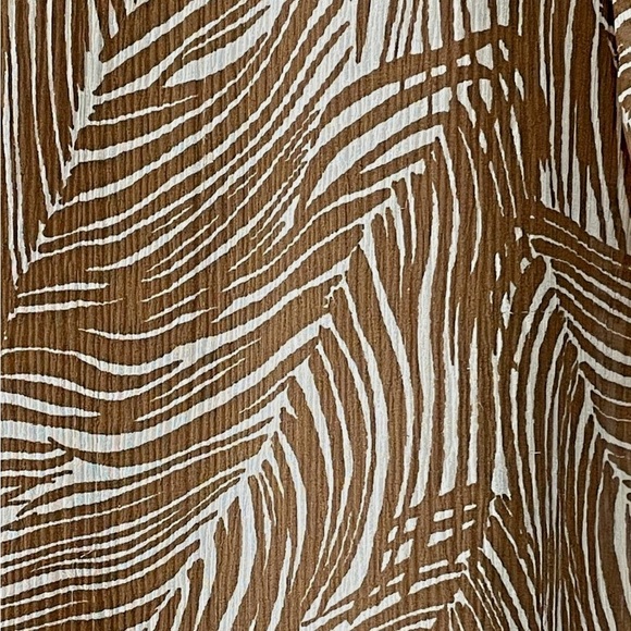 Talbots 100% Silk Brown Print Blouse XS Tie Neck Sheer Top w/ Camisole - Picture 4 of 11